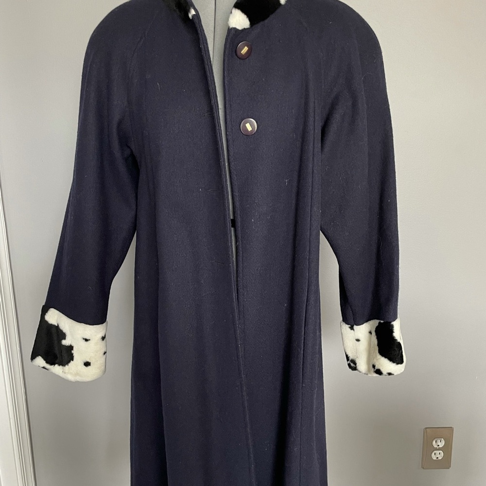 Cow print faux fur peacoat